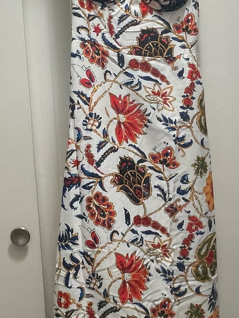 White Maxi Dress with Multicolor Floral Motif - Picture 6 of 8